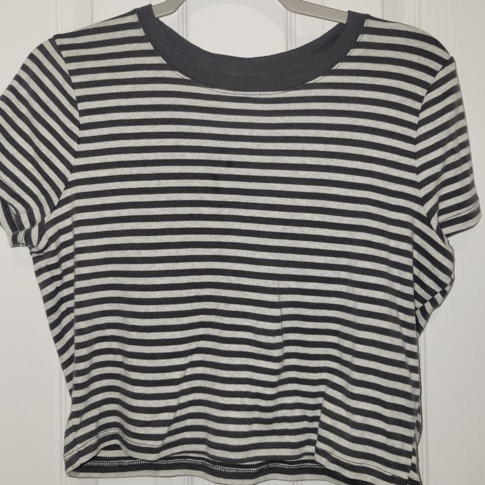 Hollister Black and White Striped Tee
